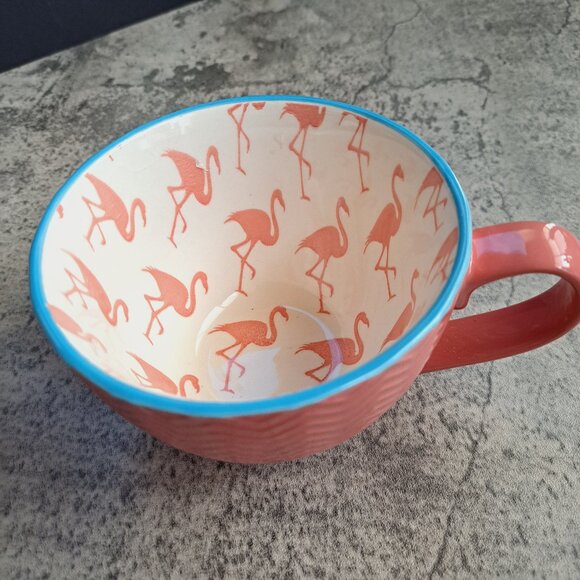 Pfaltzgraff Pink Flamingo Print Chevron Pattern Mug Coffee Cup Wide Mouth 12
OZ - Picture 2 of 7